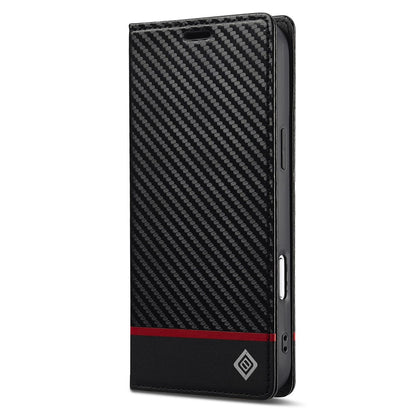 LC.IMEEKE For iPhone 17 Pro Wallet Case Carbon Fiber Texture Leather Phone Cover