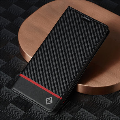 LC.IMEEKE For iPhone 17 Pro Wallet Case Carbon Fiber Texture Leather Phone Cover