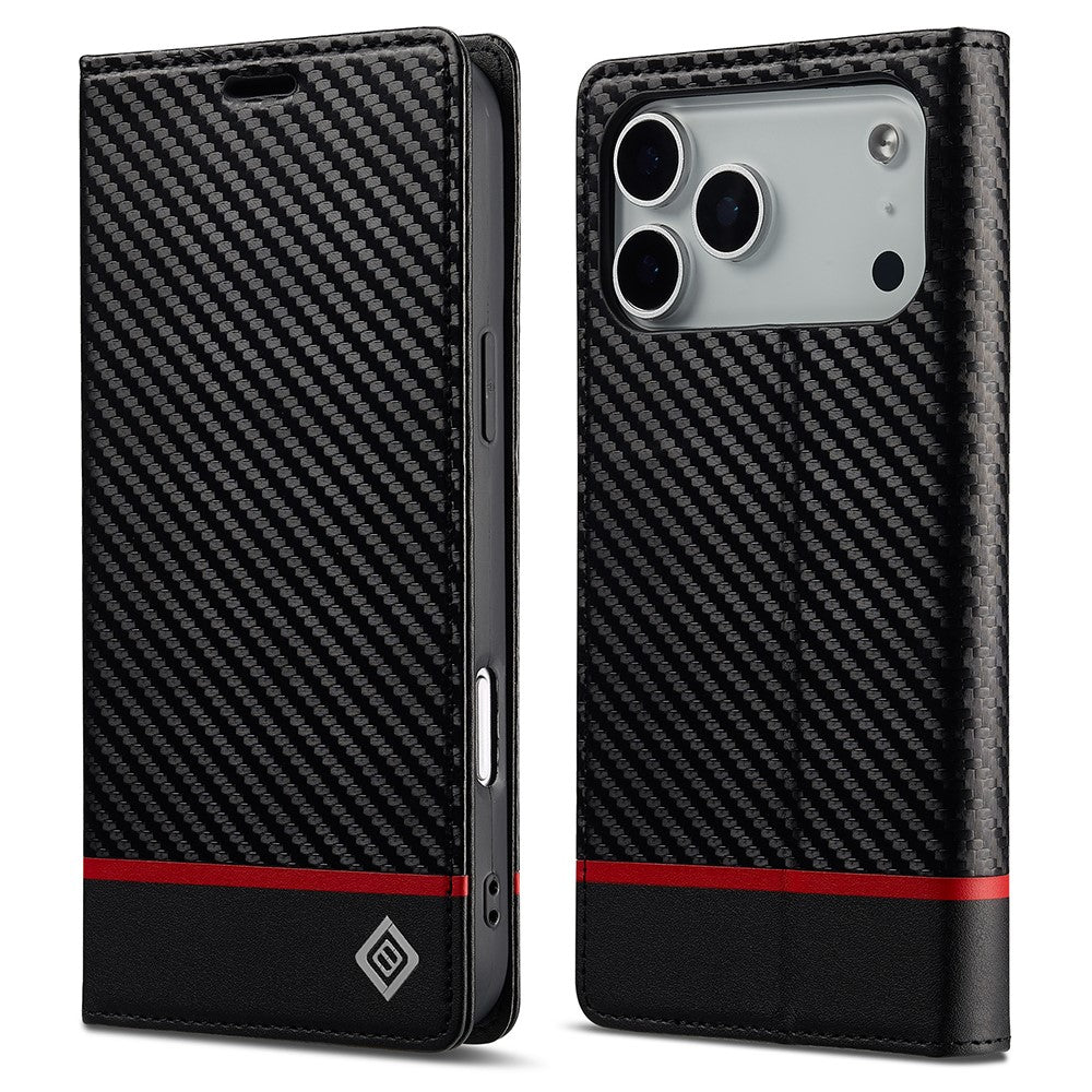 LC.IMEEKE For iPhone 17 Pro Max Wallet Case Carbon Fiber Texture Leather Phone Cover