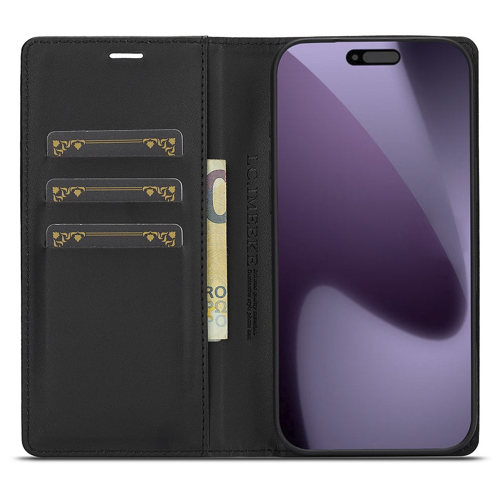 LC.IMEEKE For iPhone 17 Pro Max Wallet Case Carbon Fiber Texture Leather Phone Cover