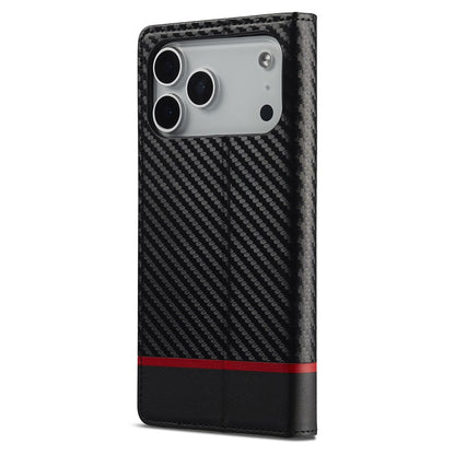 LC.IMEEKE For iPhone 17 Pro Max Wallet Case Carbon Fiber Texture Leather Phone Cover
