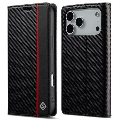 LC.IMEEKE For iPhone 17 Pro Max Wallet Case Carbon Fiber Texture Leather Phone Cover