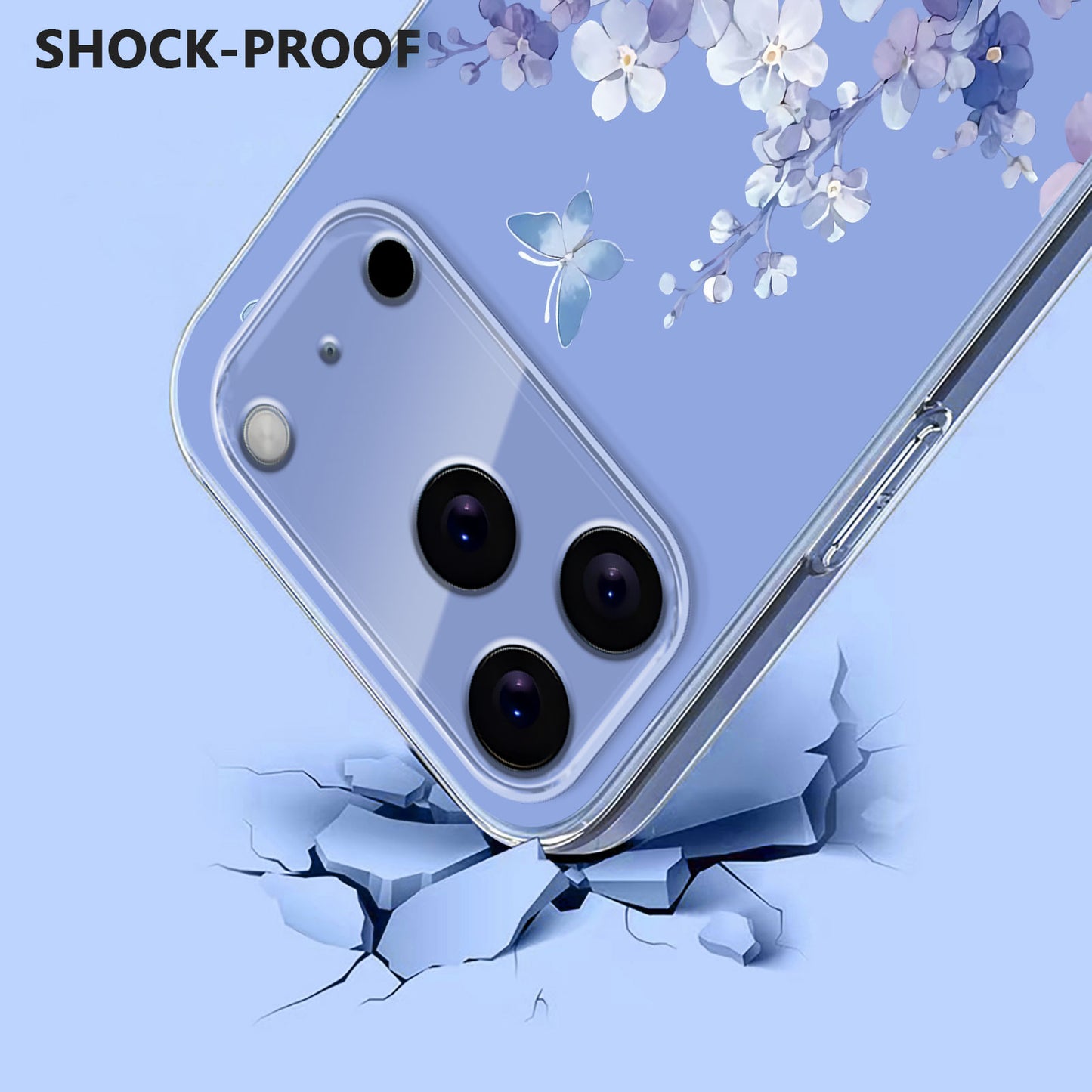 For iPhone 17 Pro Max Case Butterfly Floral Pattern Printing TPU Phone Back Cover