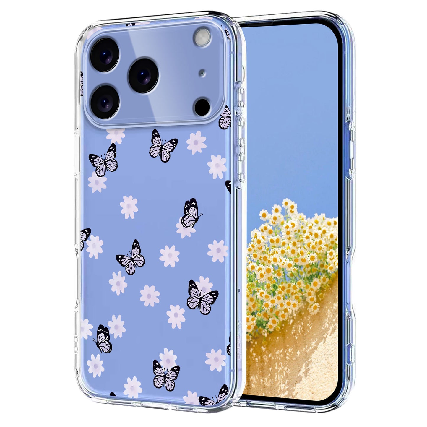 For iPhone 17 Pro Max Case Butterfly Floral Pattern Printing TPU Phone Back Cover