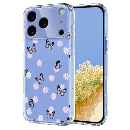 For iPhone 17 Pro Max Case Butterfly Floral Pattern Printing TPU Phone Back Cover