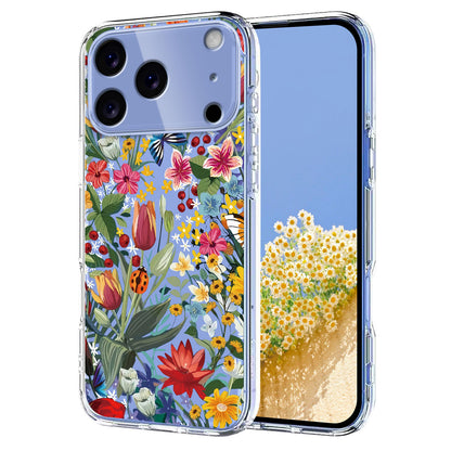 For iPhone 17 Pro Max Case Butterfly Floral Pattern Printing TPU Phone Back Cover