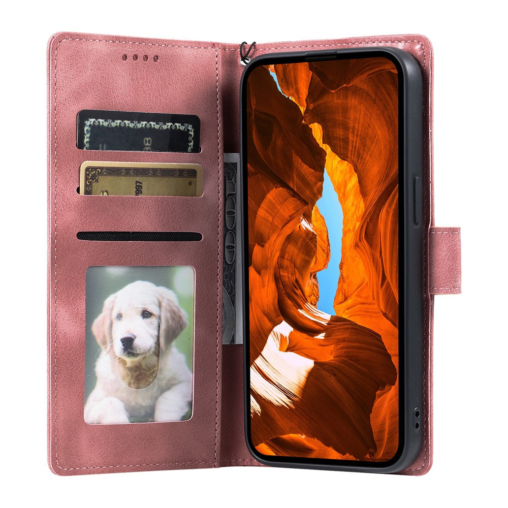 For iPhone 17 Pro Max Case Imprinted Totem Skin Feel Wallet Leather Phone Cover with Hand Strap