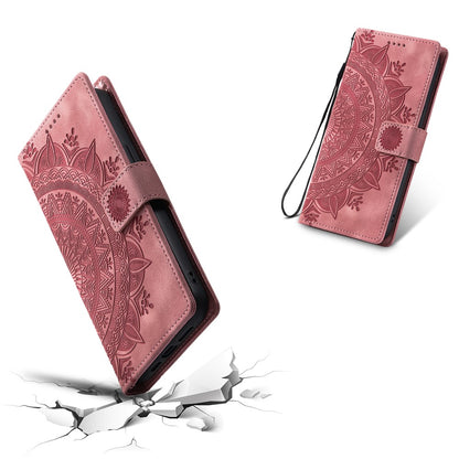 For iPhone 17 Pro Max Case Imprinted Totem Skin Feel Wallet Leather Phone Cover with Hand Strap
