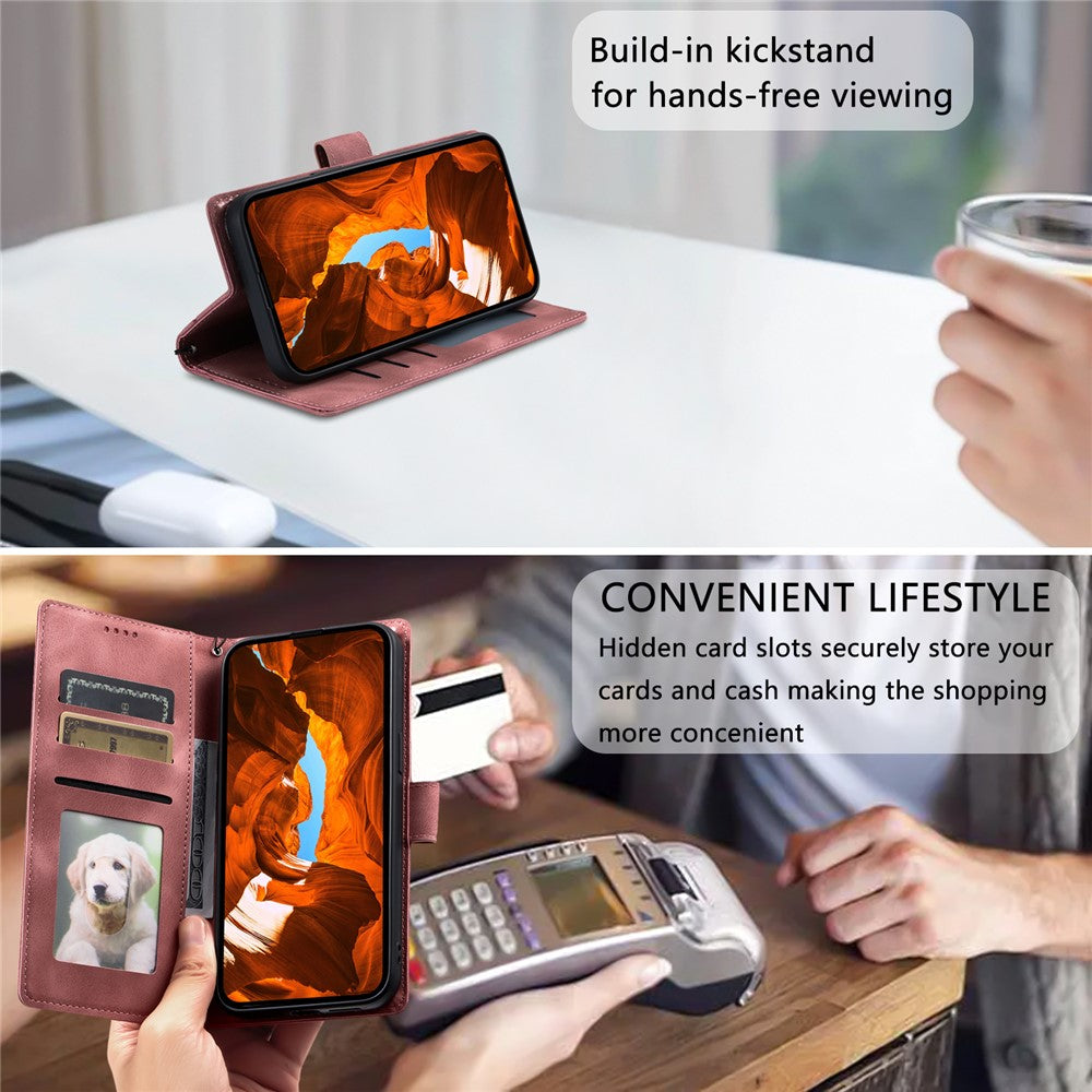 For iPhone 17 Pro Max Case Imprinted Totem Skin Feel Wallet Leather Phone Cover with Hand Strap