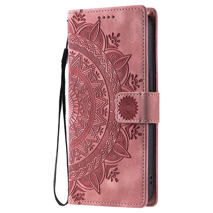 For iPhone 17 Pro Max Case Imprinted Totem Skin Feel Wallet Leather Phone Cover with Hand Strap