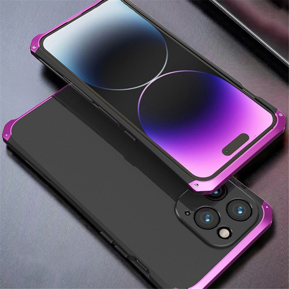 For iPhone 14 Pro Max Metal Frame Phone Case 3-Piece Design Hard PC Shockproof Protection Cover
