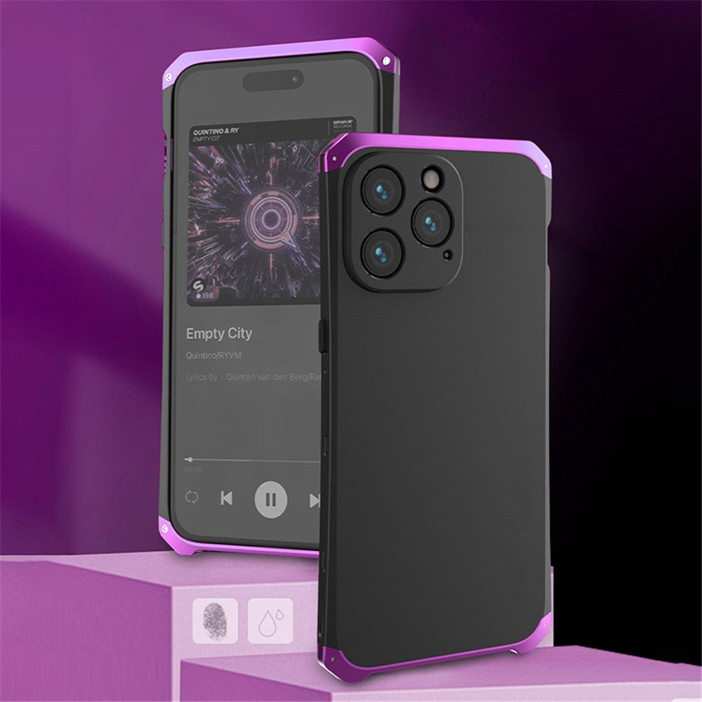 For iPhone 14 Pro Max Metal Frame Phone Case 3-Piece Design Hard PC Shockproof Protection Cover