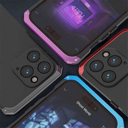For iPhone 14 Pro Max Metal Frame Phone Case 3-Piece Design Hard PC Shockproof Protection Cover