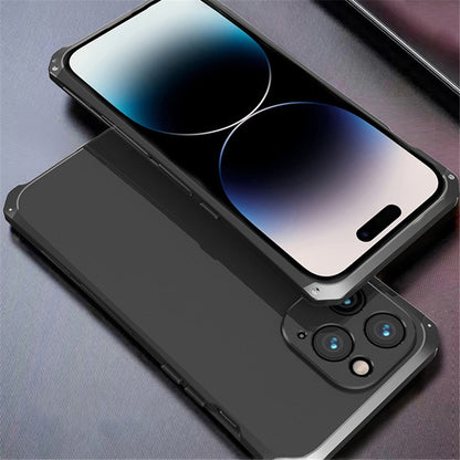 For iPhone 14 Pro Max Metal Frame Phone Case 3-Piece Design Hard PC Shockproof Protection Cover