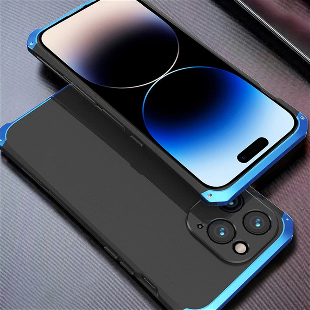 For iPhone 14 Pro Max Metal Frame Phone Case 3-Piece Design Hard PC Shockproof Protection Cover