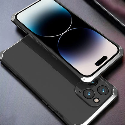 For iPhone 14 Pro Max Metal Frame Phone Case 3-Piece Design Hard PC Shockproof Protection Cover