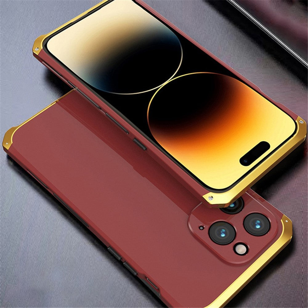 For iPhone 14 Pro Max Metal Frame Phone Case 3-Piece Design Hard PC Shockproof Protection Cover
