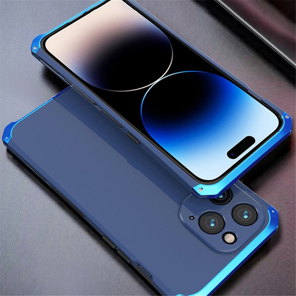 For iPhone 14 Pro Max Metal Frame Phone Case 3-Piece Design Hard PC Shockproof Protection Cover