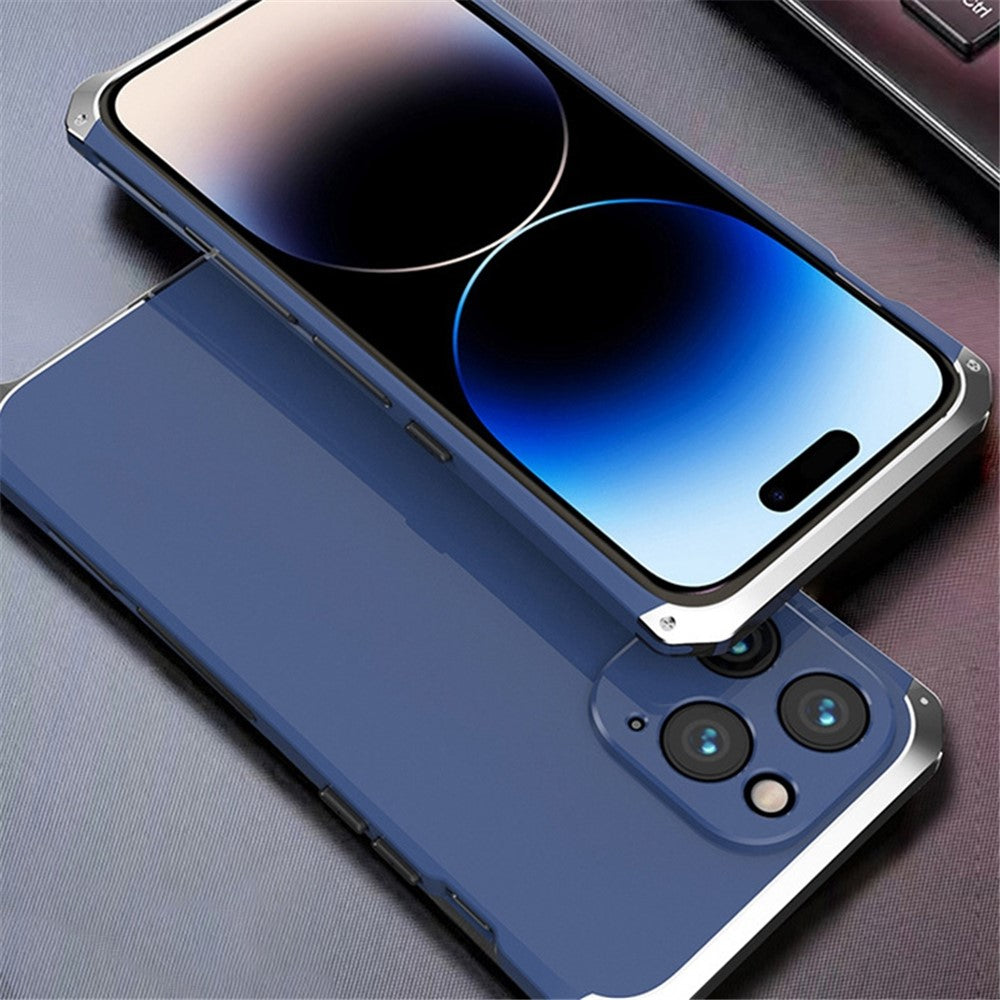 For iPhone 14 Pro Max Metal Frame Phone Case 3-Piece Design Hard PC Shockproof Protection Cover