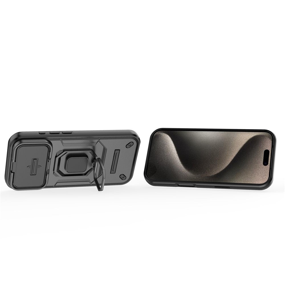 For iPhone 18 Pro / 17 Pro Case PC + TPU Kickstand Phone Protector with Lens Cover