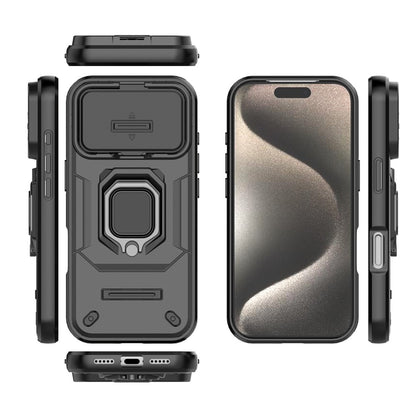 For iPhone 18 Pro / 17 Pro Case PC + TPU Kickstand Phone Protector with Lens Cover