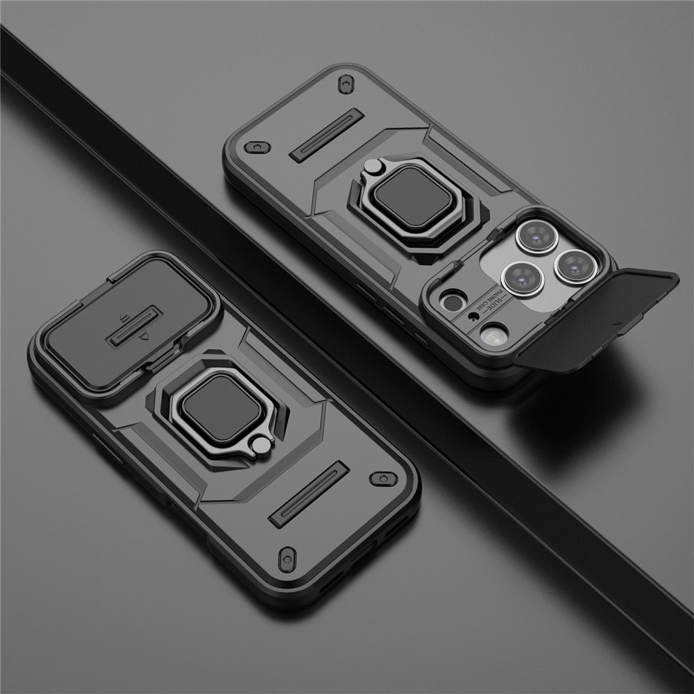 For iPhone 18 Pro / 17 Pro Case PC + TPU Kickstand Phone Protector with Lens Cover