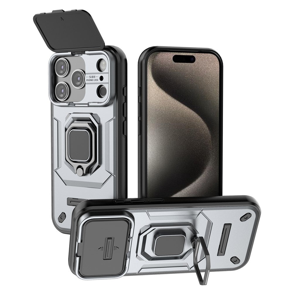 For iPhone 18 Pro / 17 Pro Case PC + TPU Kickstand Phone Protector with Lens Cover