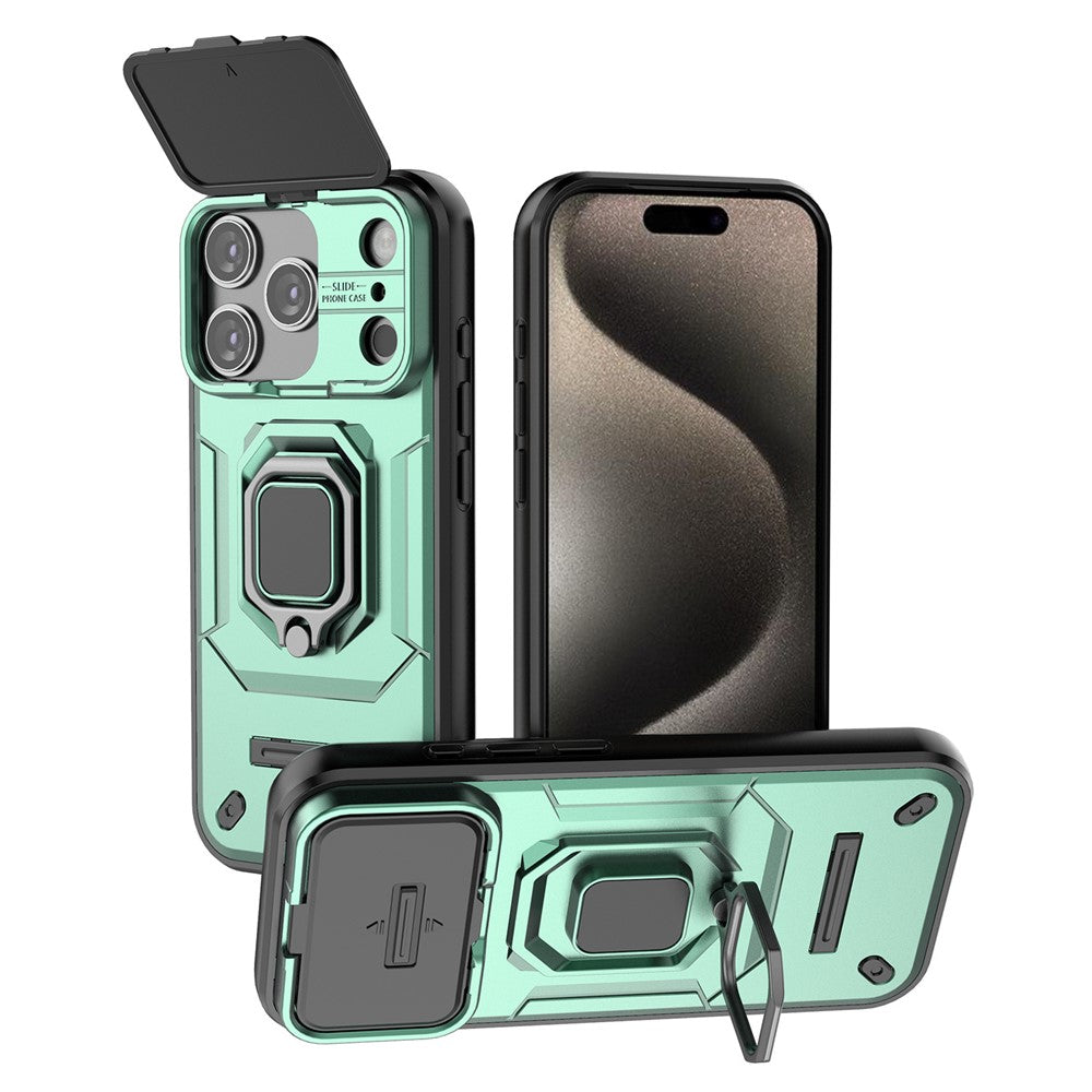 For iPhone 18 Pro / 17 Pro Case PC + TPU Kickstand Phone Protector with Lens Cover