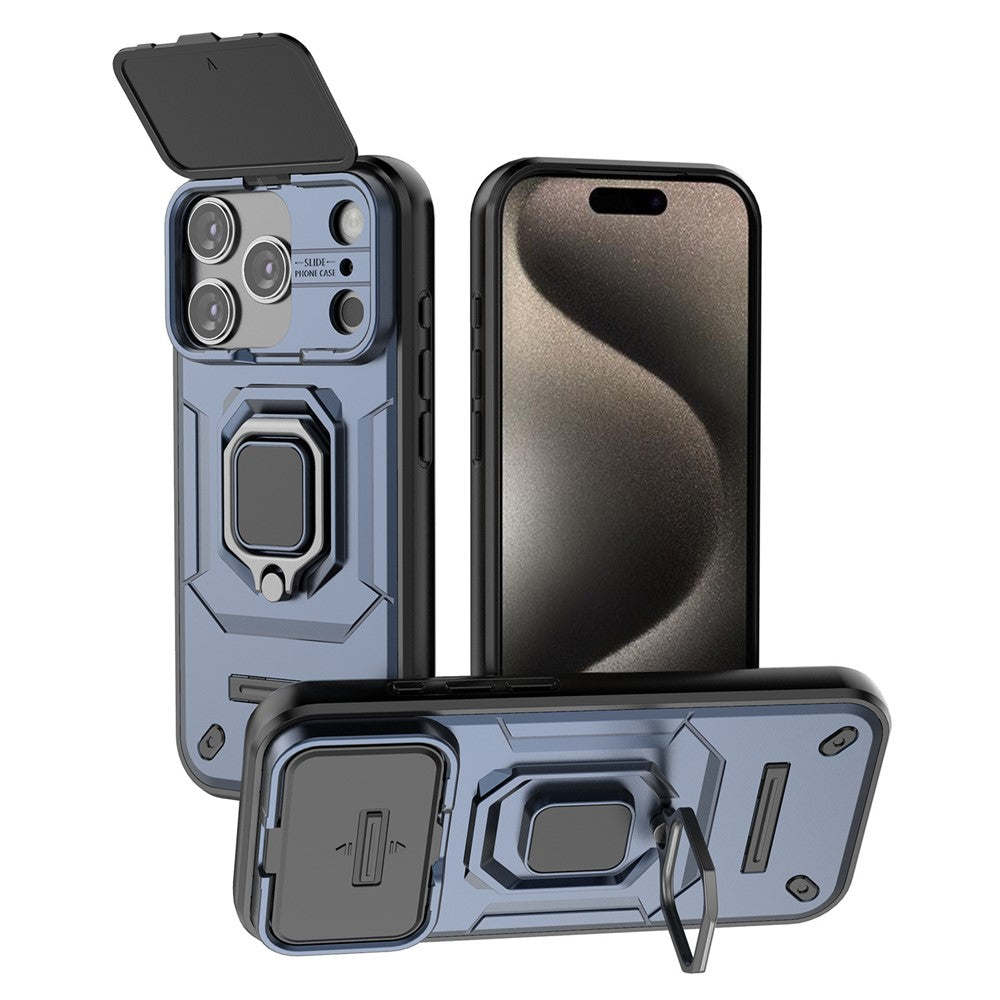 For iPhone 18 Pro / 17 Pro Case PC + TPU Kickstand Phone Protector with Lens Cover