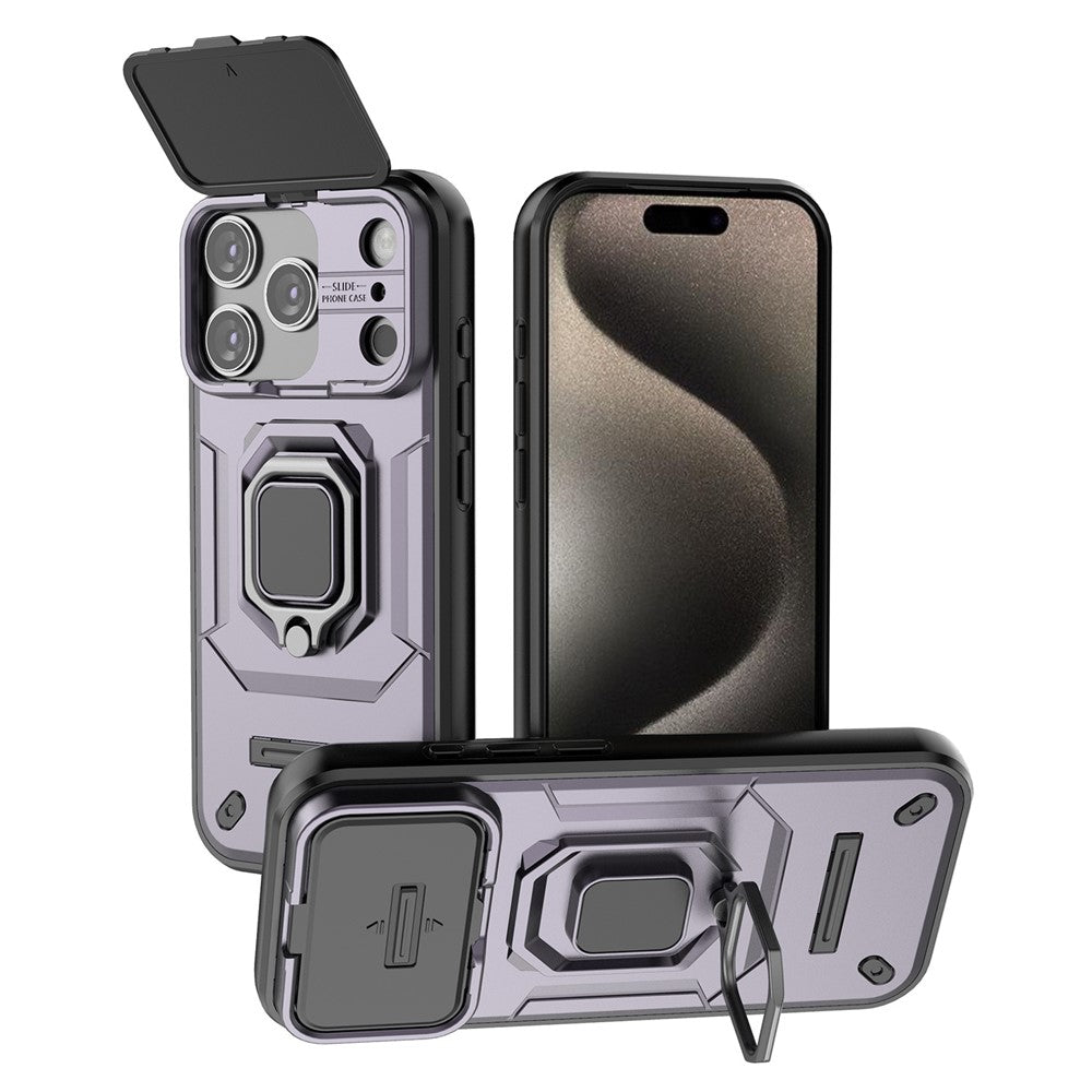 For iPhone 18 Pro / 17 Pro Case PC + TPU Kickstand Phone Protector with Lens Cover