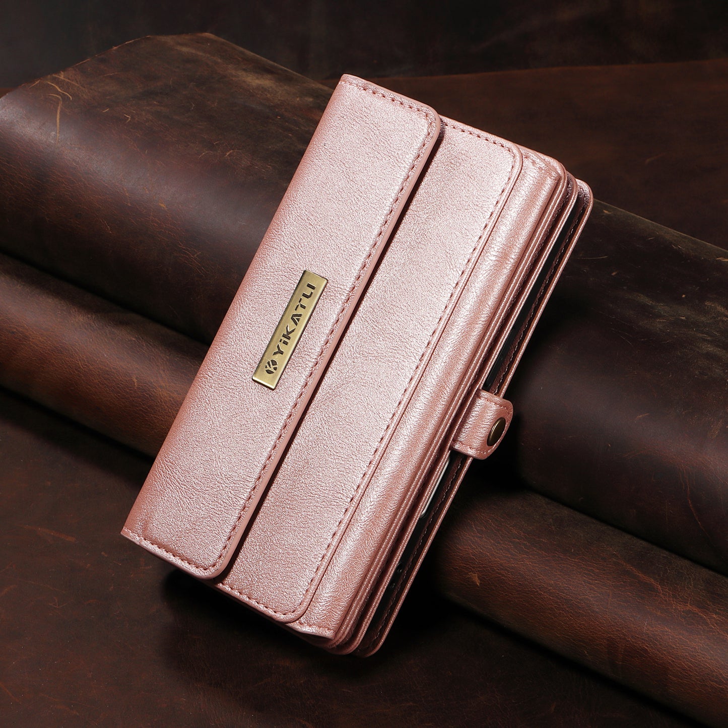 YIKATU For iPhone 17e / 16e Case  YK-008 Zipper Wallet Leather Phone Cover with Shoulder Strap