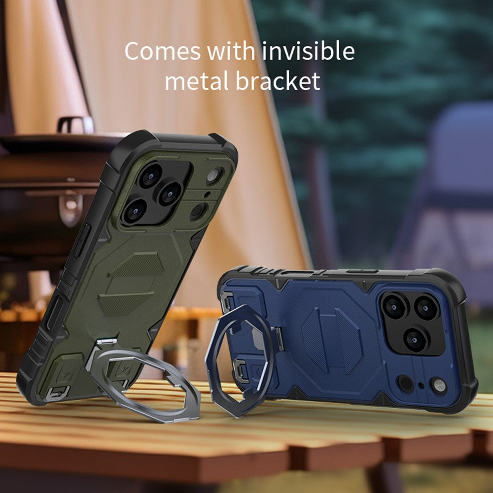 For iPhone 17 Pro Max Case Compatible with MagSafe PC + TPU Kickstand Phone Cover with Lanyard