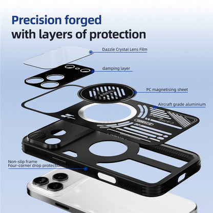 ABEEL For iPhone 17 Pro Magnetic Case Aluminium Alloy + PC + TPU Hollow Heat Dissipation Phone Cover