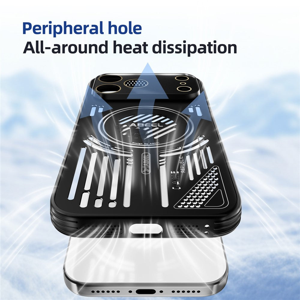 ABEEL For iPhone 17 Pro Magnetic Case Aluminium Alloy + PC + TPU Hollow Heat Dissipation Phone Cover