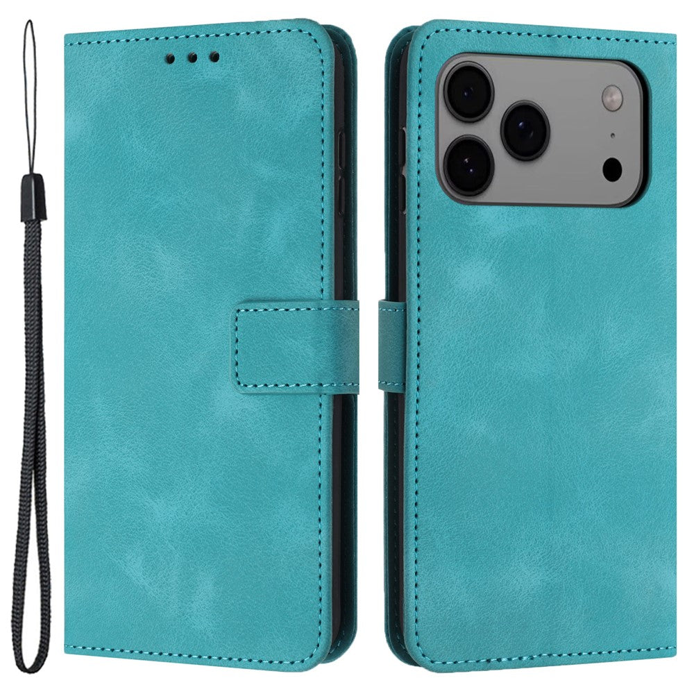 For iPhone 17 Pro Case Solid Color Leather Wallet Protective Phone Cover