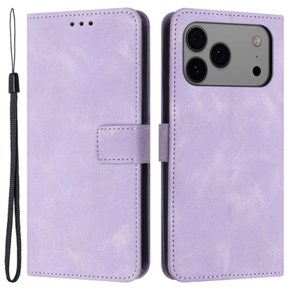 For iPhone 17 Pro Case Solid Color Leather Wallet Protective Phone Cover