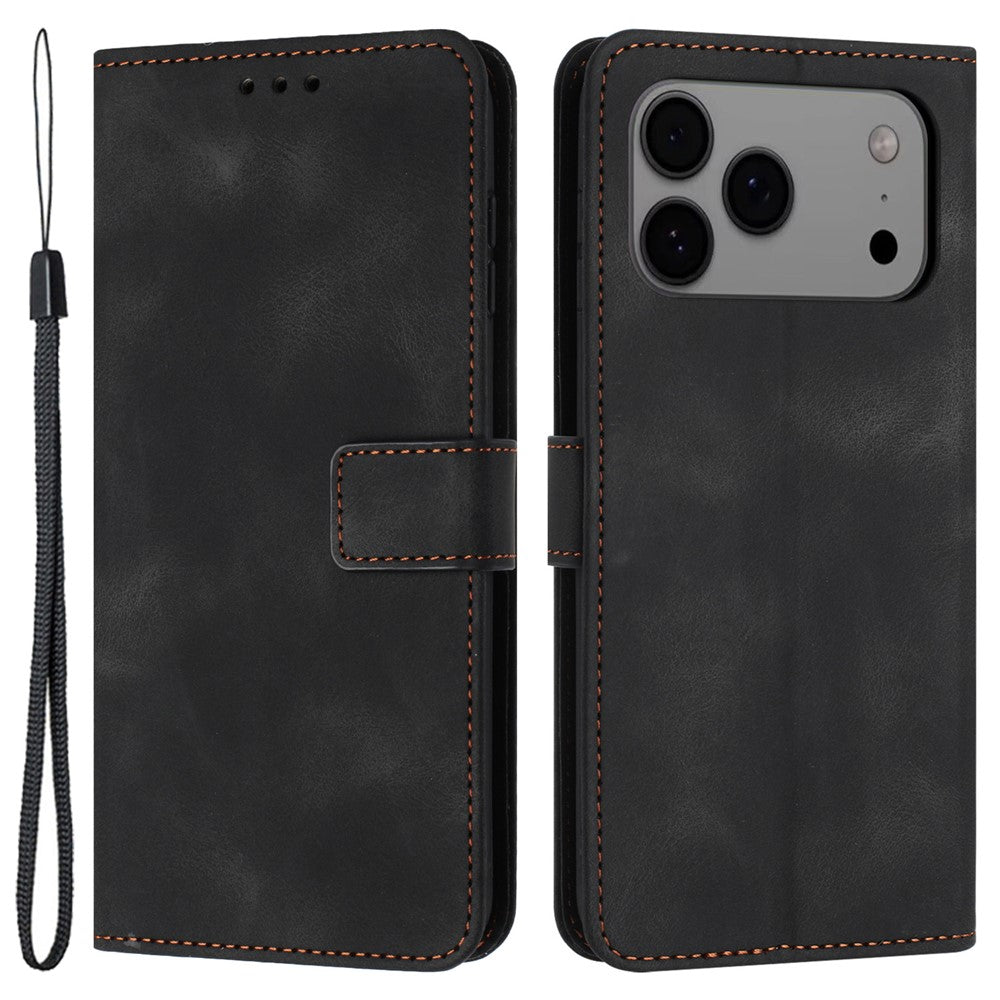 For iPhone 17 Pro Case Solid Color Leather Wallet Protective Phone Cover