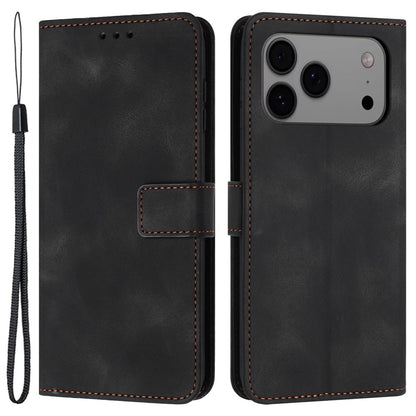 For iPhone 17 Pro Case Solid Color Leather Wallet Protective Phone Cover