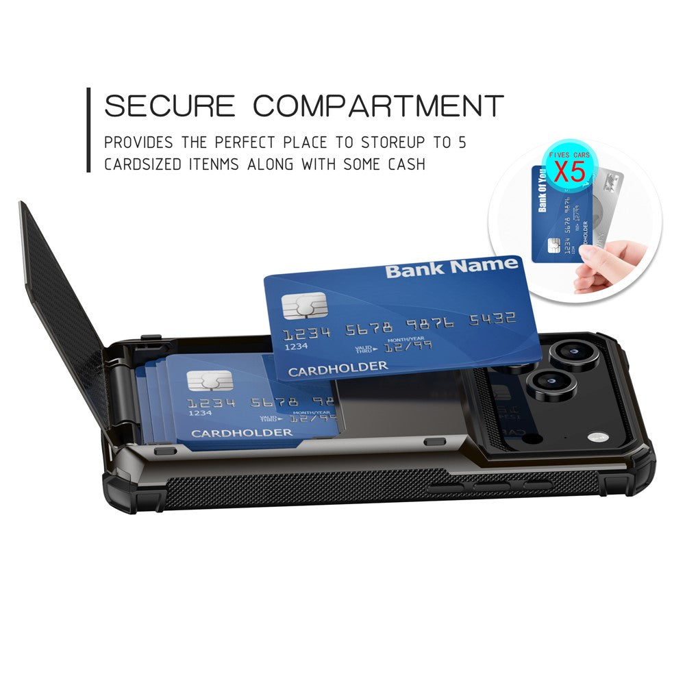 For iPhone 17 Pro Max Case PC + TPU Dual Layer Back Phone Cover with Card Holder