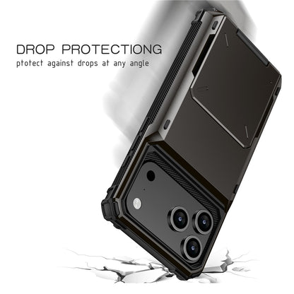 For iPhone 17 Pro Max Case PC + TPU Dual Layer Back Phone Cover with Card Holder