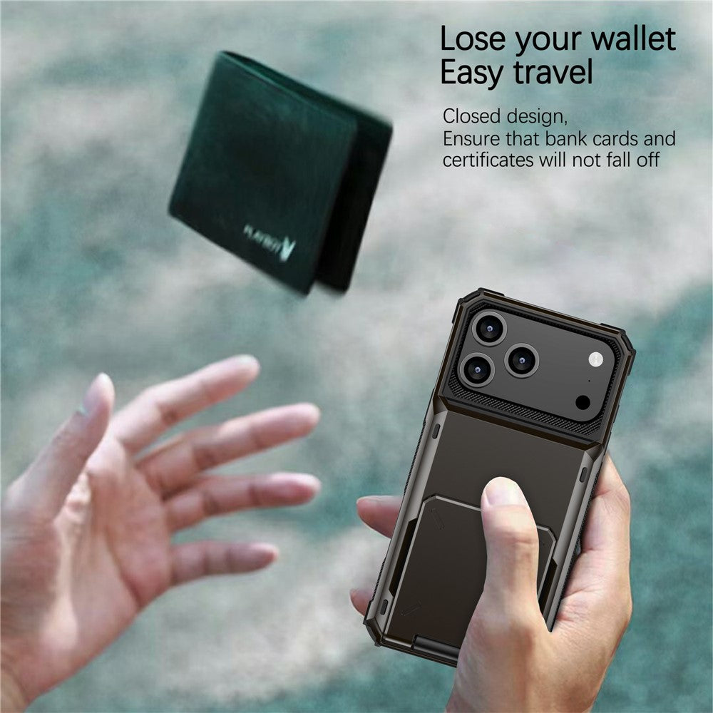 For iPhone 17 Pro Max Case PC + TPU Dual Layer Back Phone Cover with Card Holder