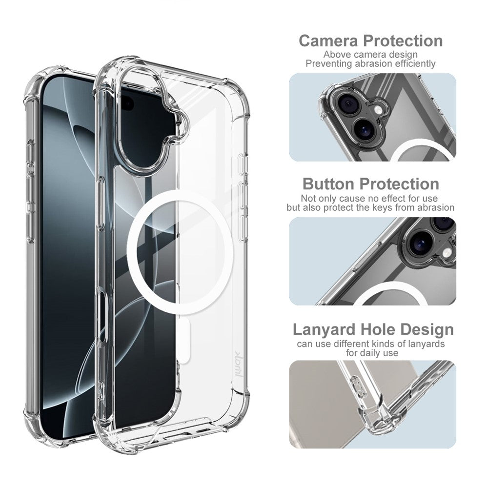 IMAK For iPhone 17 Case Compatible with MagSafe Shockproof PC TPU Clear Phone Cover