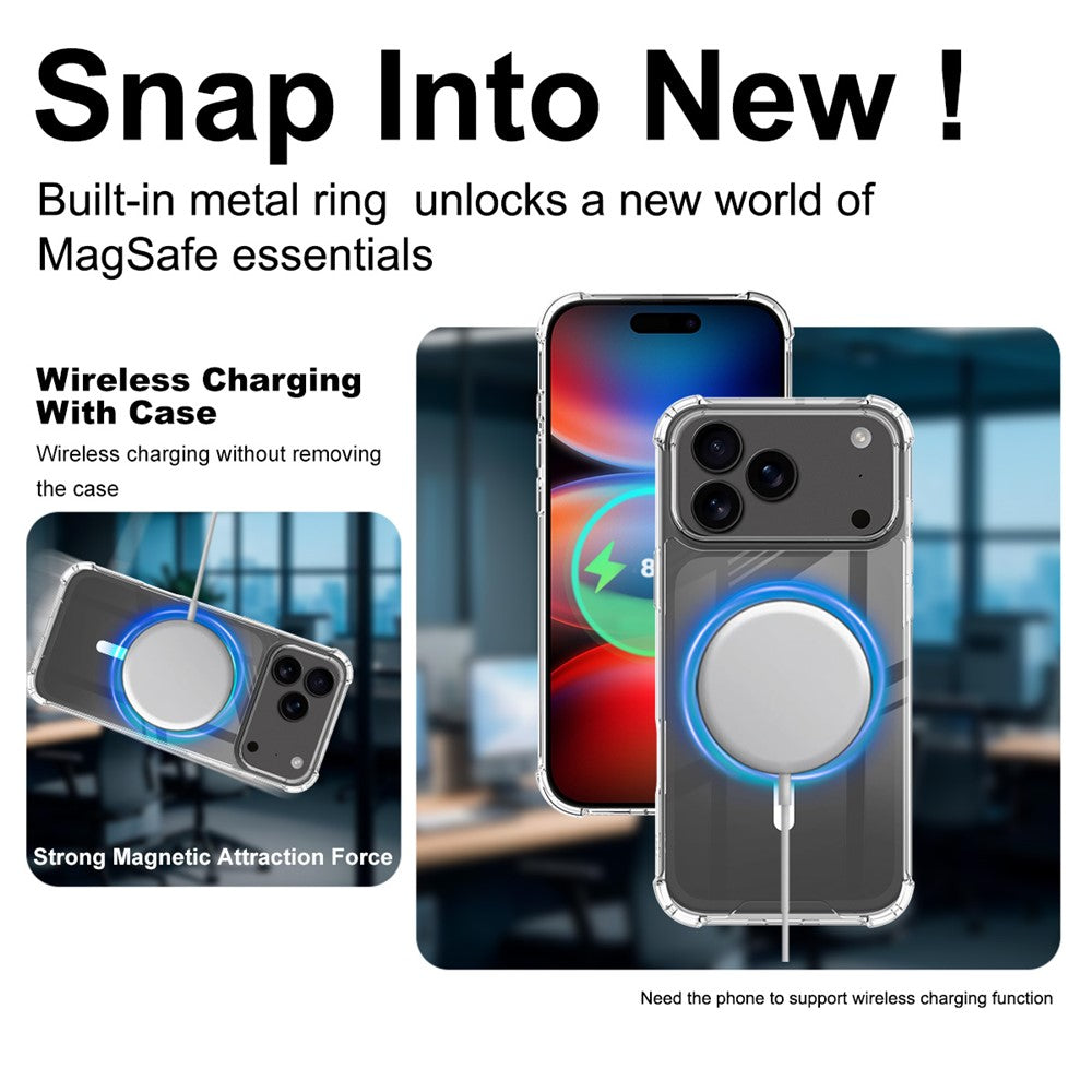 IMAK For iPhone 17 Pro Case Compatible with MagSafe Shockproof PC TPU Clear Phone Cover