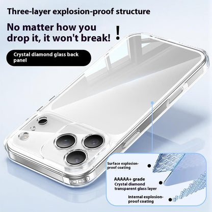 For iPhone 17 Pro Case Air Cushion TPU + Glass Back Shockproof Phone Cover