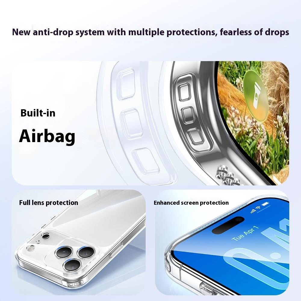 For iPhone 17 Pro Case Air Cushion TPU + Glass Back Shockproof Phone Cover