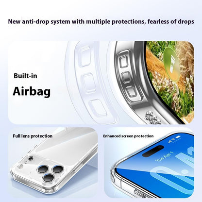 For iPhone 17 Pro Case Air Cushion TPU + Glass Back Shockproof Phone Cover