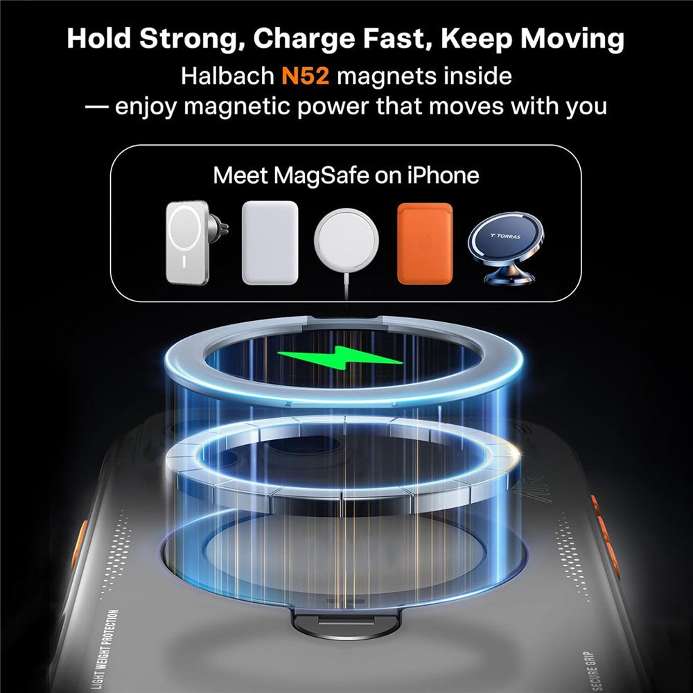 TORRAS Ostand Q3 Air Series For iPhone 16 Pro Case with Kickstand Compatible with MagSafe Shockproof PC + TPU Phone Cover (Amazon Packaging, No EAN Code)