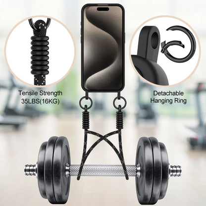 For iPhone 15 Pro Max Liquid Silicone Case  Phone Back Cover with Card Holder and Short Strap
