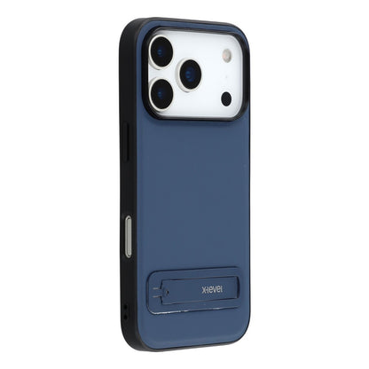 X-LEVEL For iPhone 17 Pro Max Case Leather Coated PC TPU Phone Back Cover with Metal Kickstand