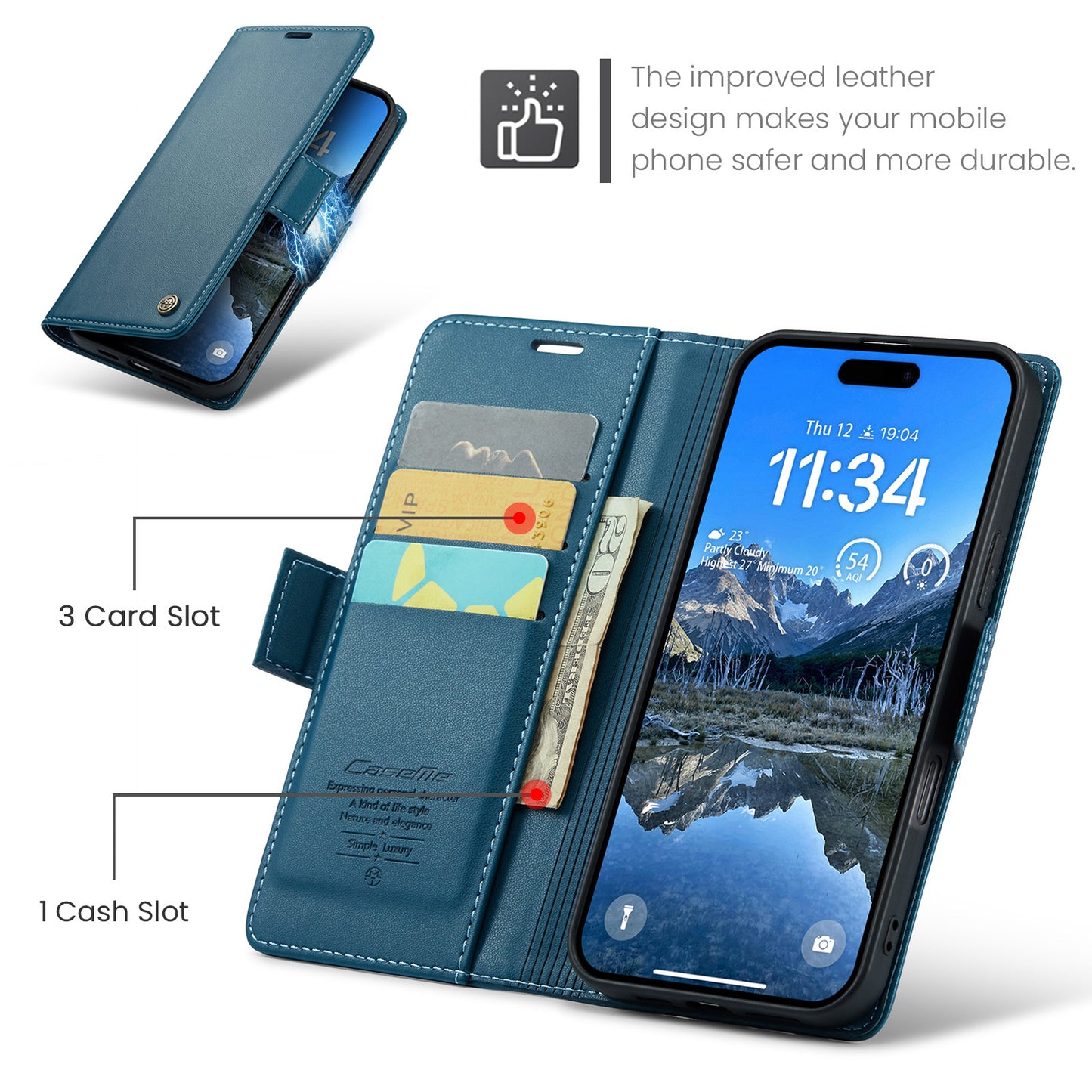 CASEME For iPhone 17 Case  023 Series RFID Blocking Glossy Stand Phone Cover